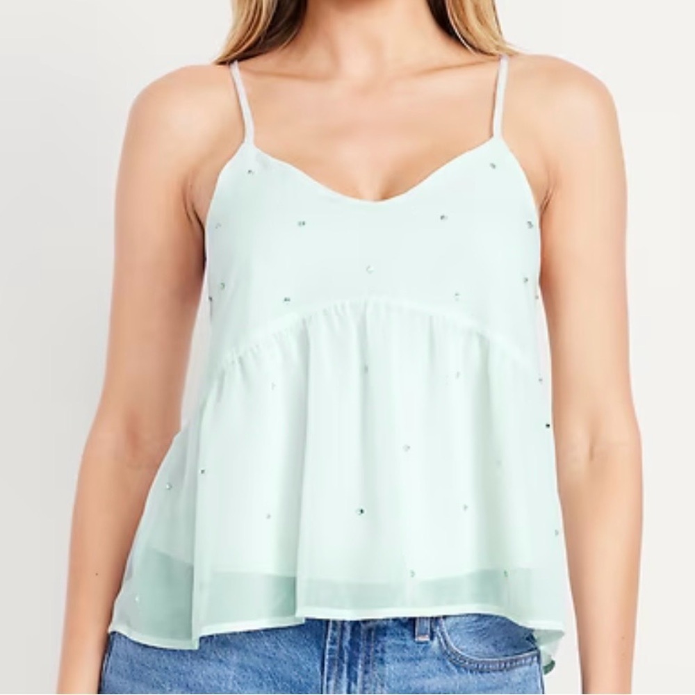 Old Navy Mint Green w/Rhinestones Women's Top NWT